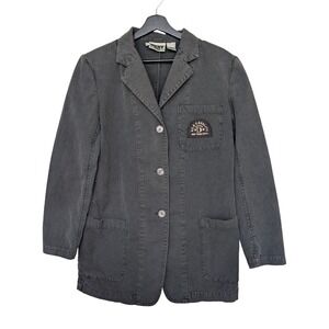 DKNY Jeans Blazer Jacket Womens Small Gray Cotton Workwear Utility NYC